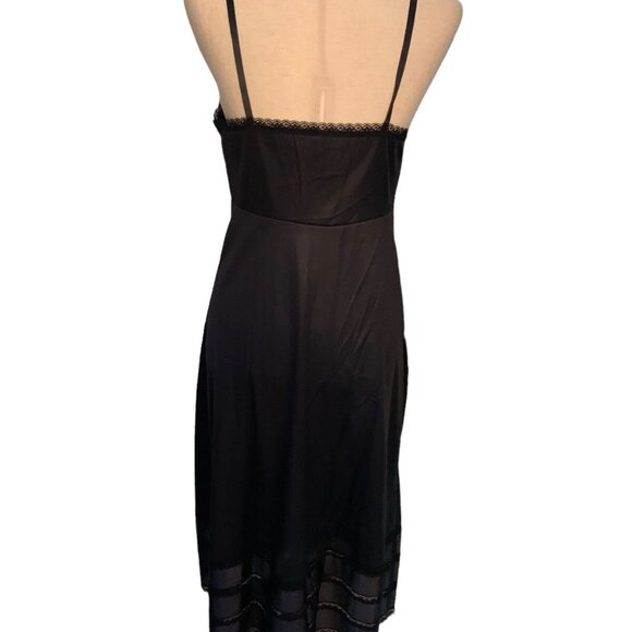 Vintage SEARS Black w Tiered Lace Size 34 (M) Women's Slip Sleepwear Dress - Picture 4 of 11